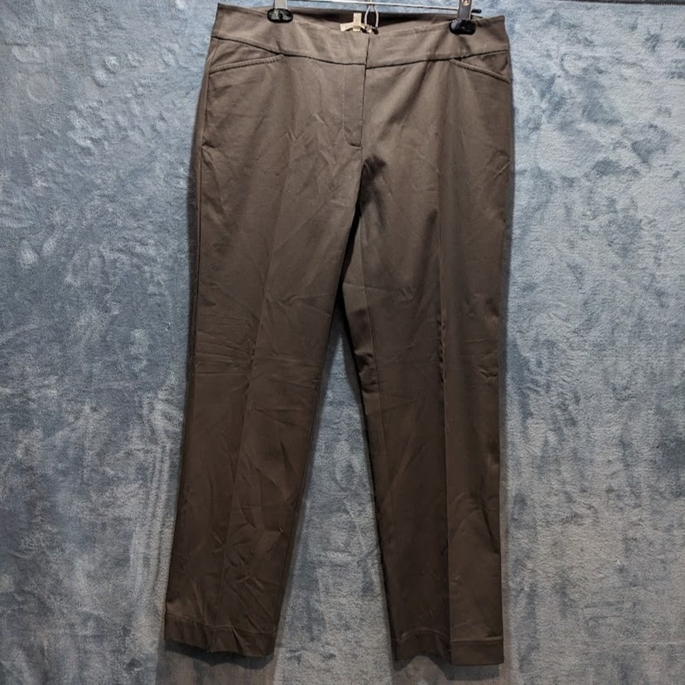 Eileen Fisher‎ Womens Chocolate Brown Flat Front Straight-Leg Dress Pants Medium